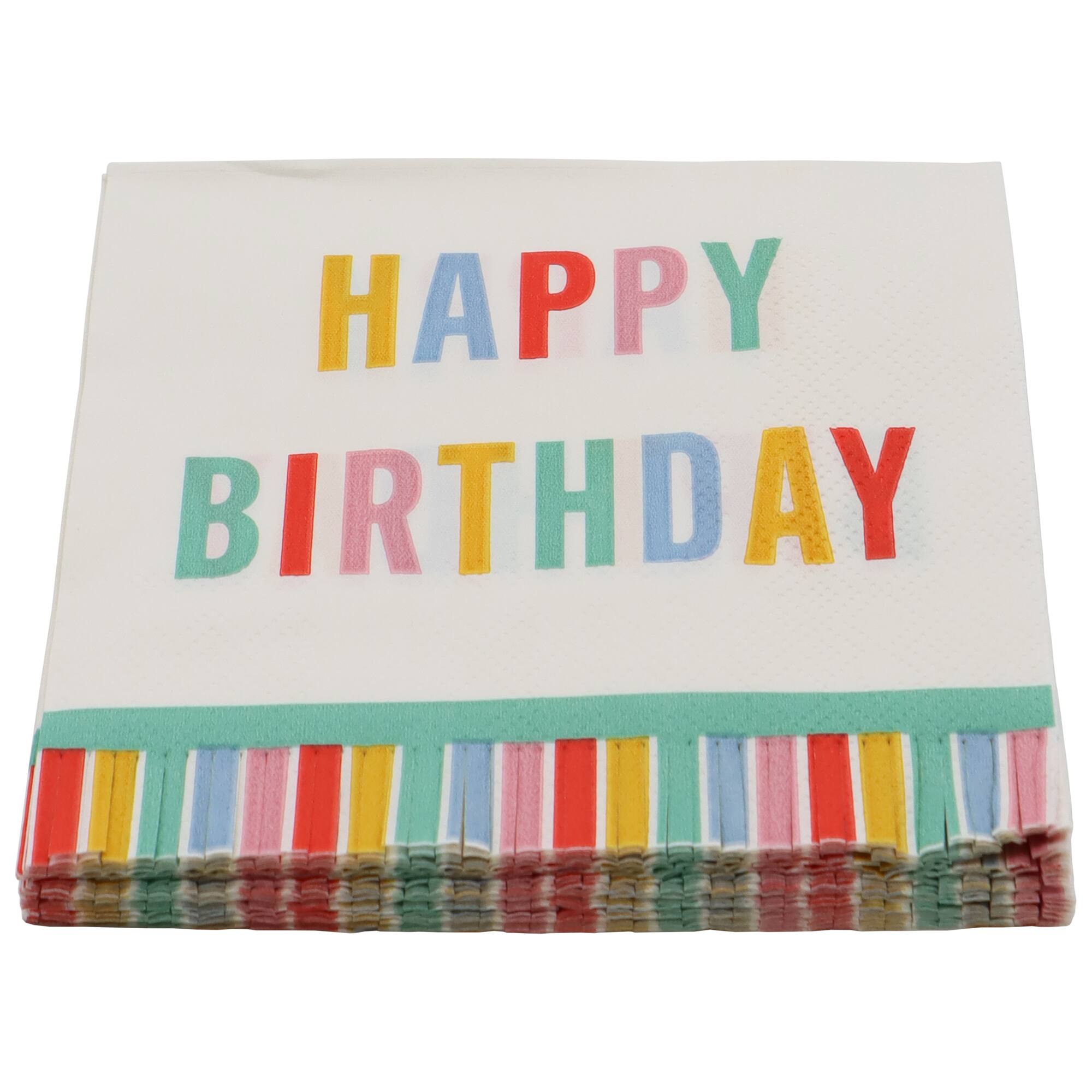 Happy Birthday Stripes Beverage Napkins, 20ct. by Celebrate It™
